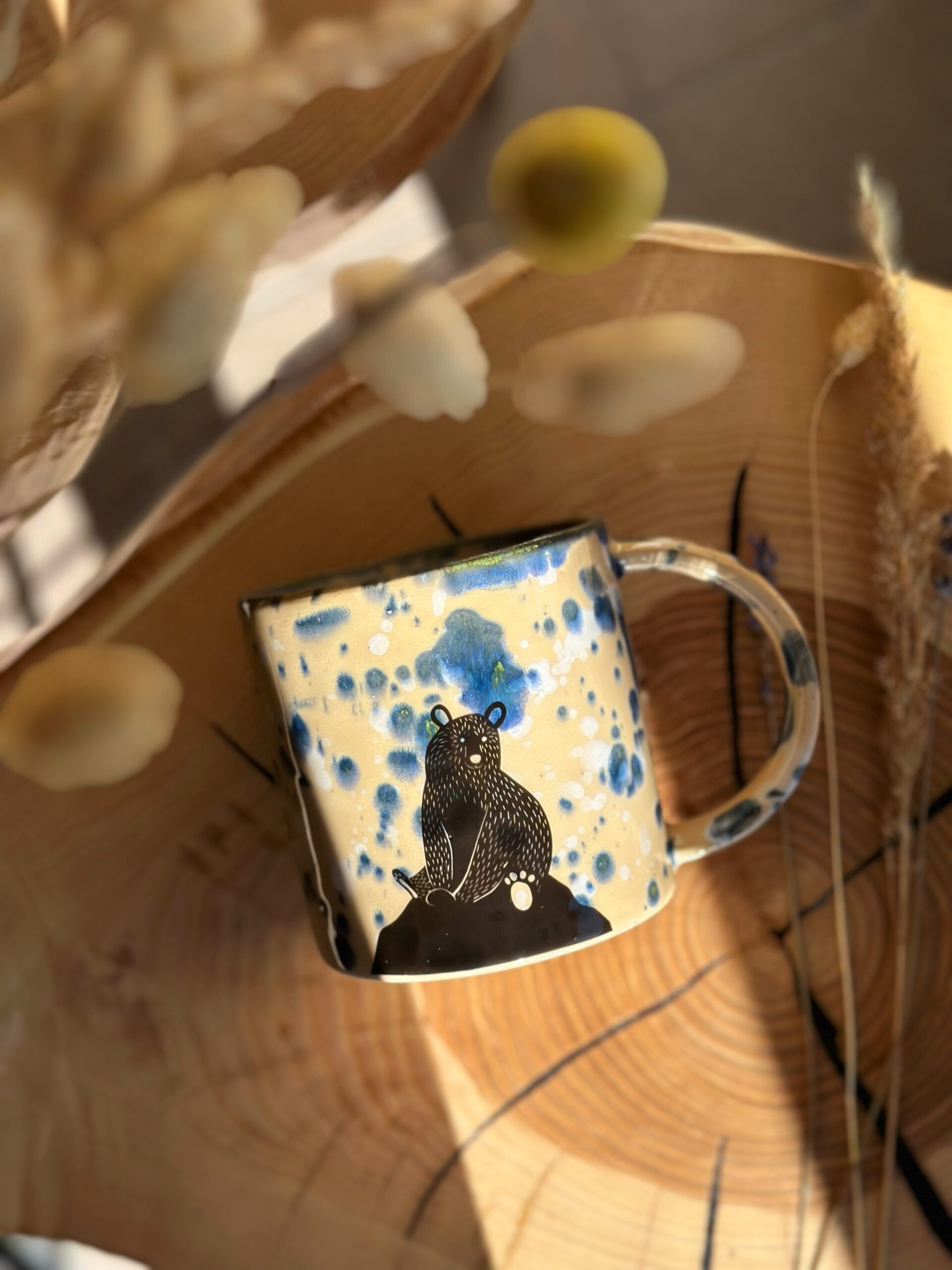 Kubek TATRZAŃSKA KOLEKCJA niedźwiadek niebieskie kropki