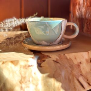 Filiżanka niebieska ZŁOTE SERCE i LINIA